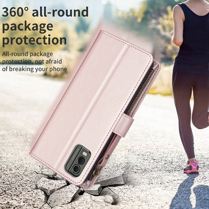 Nokia C32 Leather Flip Wallet Phone Case with 9 Card Slots, Zipper Compartment, and Adjustable Stand