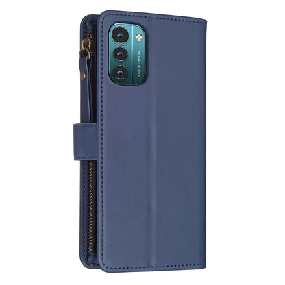 Nokia G21 Leather Flip Wallet Phone Case with 9 Card Slots, Zipper Compartment, and Adjustable Stand