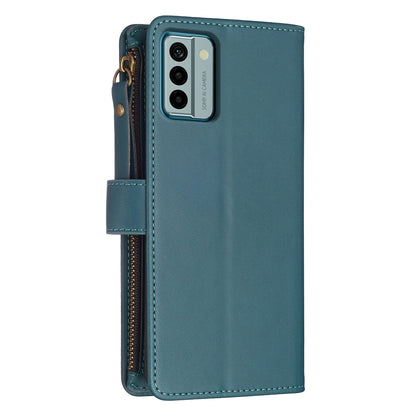 Nokia G22 Leather Flip Wallet Phone Case with 9 Card Slots, Zipper Compartment, and Adjustable Stand