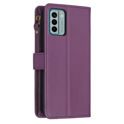 Nokia G22 Leather Flip Wallet Phone Case with 9 Card Slots, Zipper Compartment, and Adjustable Stand
