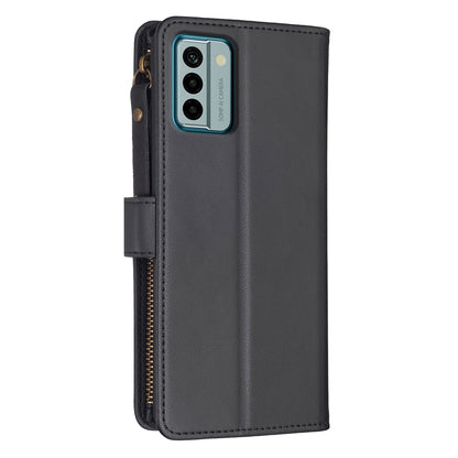 Nokia G22 Leather Flip Wallet Phone Case with 9 Card Slots, Zipper Compartment, and Adjustable Stand