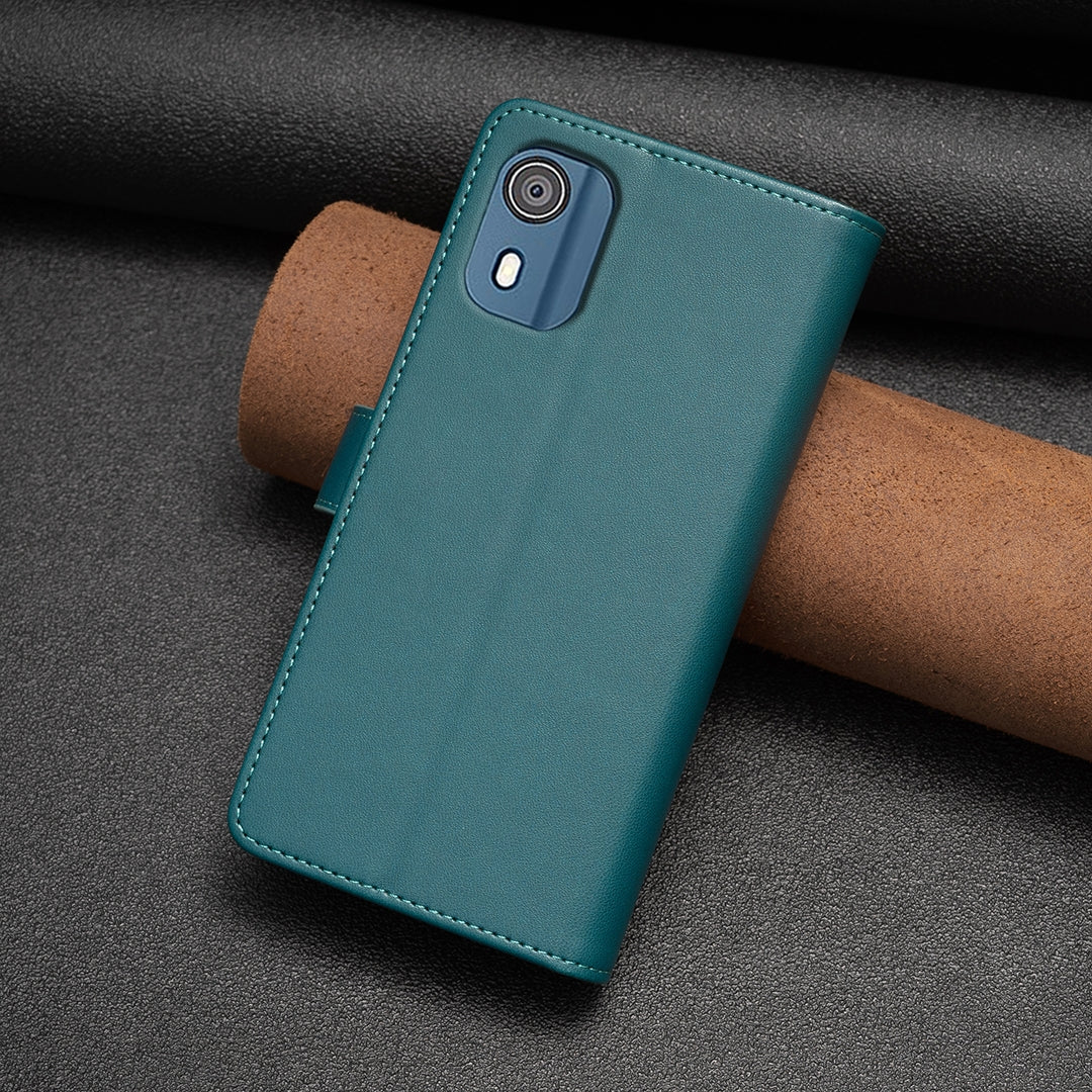 Nokia C02 Leather Flip Wallet Phone Case with 9 Card Slots, Zipper Compartment, and Adjustable Stand