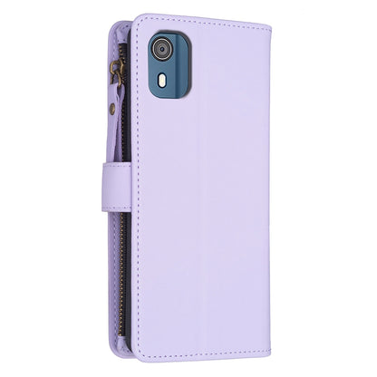 Nokia C02 Leather Flip Wallet Phone Case with 9 Card Slots, Zipper Compartment, and Adjustable Stand