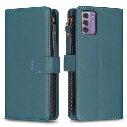 Nokia G310 Leather Flip Wallet Phone Case with 9 Card Slots, Zipper Compartment, and Adjustable Stand