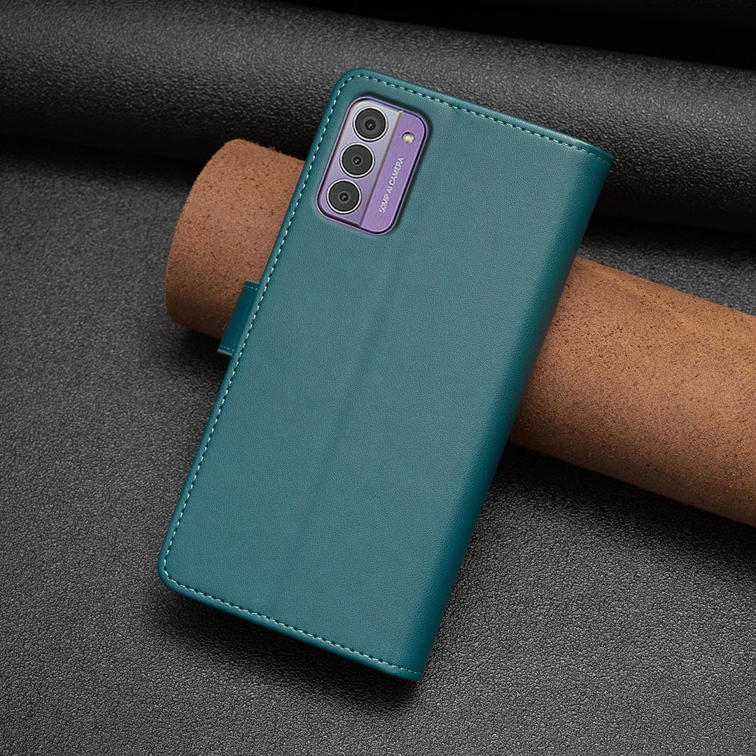 Nokia G310 Leather Flip Wallet Phone Case with 9 Card Slots, Zipper Compartment, and Adjustable Stand