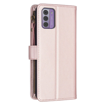 Nokia G310 Leather Flip Wallet Phone Case with 9 Card Slots, Zipper Compartment, and Adjustable Stand