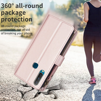 vivo Y15 Leather Flip Wallet Phone Case with 9 Card Slots, Zipper Compartment, and Adjustable Stand