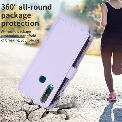 vivo Y15 Leather Flip Wallet Phone Case with 9 Card Slots, Zipper Compartment, and Adjustable Stand