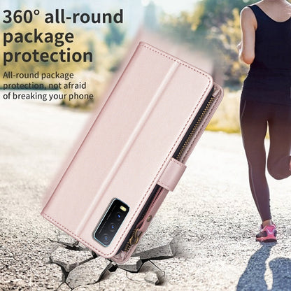 vivo Y20 Leather Flip Wallet Phone Case with 9 Card Slots, Zipper Compartment, and Adjustable Stand