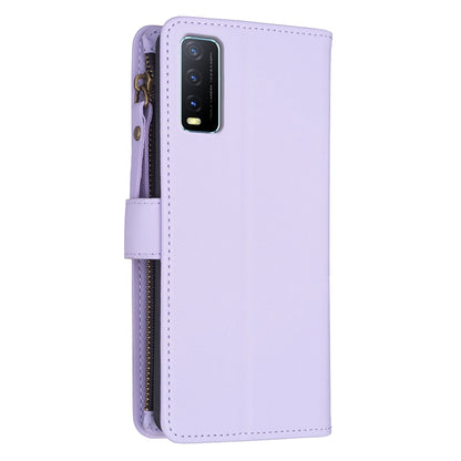 vivo Y20 Leather Flip Wallet Phone Case with 9 Card Slots, Zipper Compartment, and Adjustable Stand