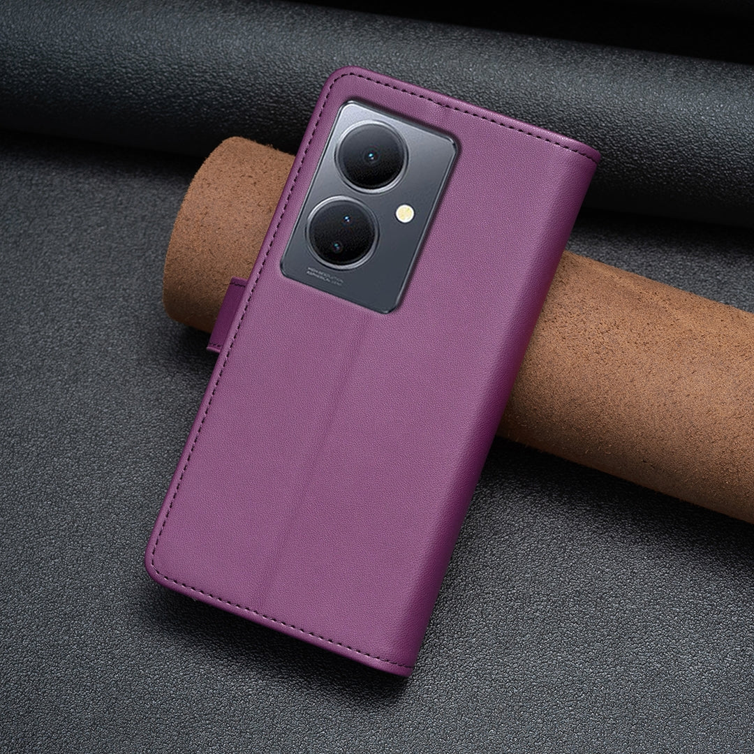 vivo Y78 5G Leather Flip Wallet Phone Case with 9 Card Slots, Zipper Compartment, and Adjustable Stand