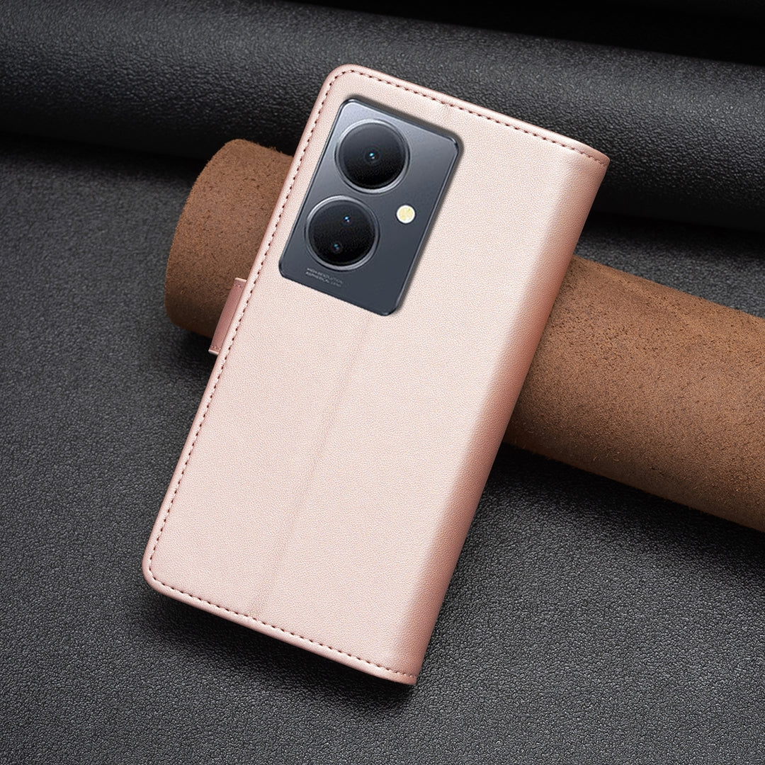 vivo Y78 5G Leather Flip Wallet Phone Case with 9 Card Slots, Zipper Compartment, and Adjustable Stand