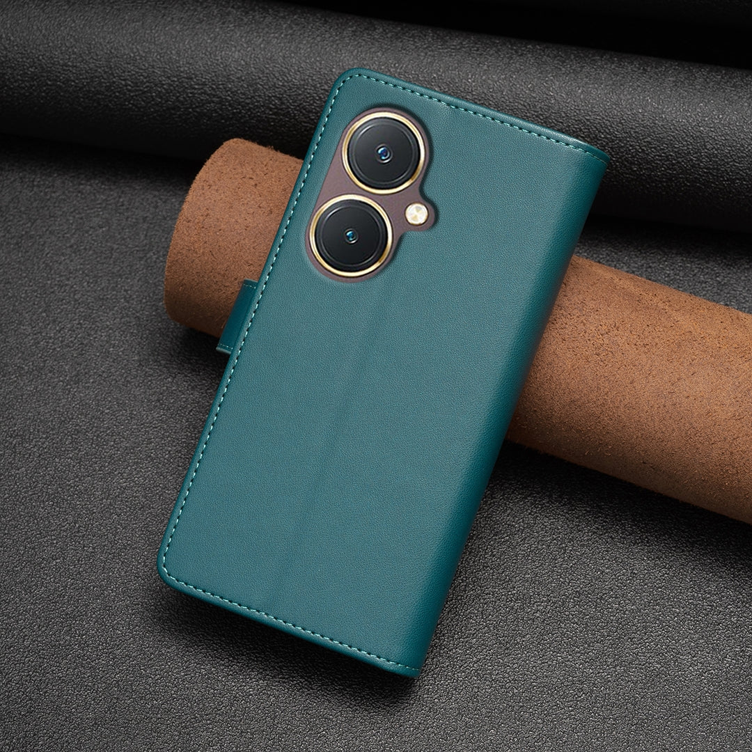 vivo Y27 4G Leather Flip Wallet Phone Case with 9 Card Slots, Zipper Compartment, and Adjustable Stand