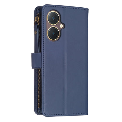 vivo Y27 4G Leather Flip Wallet Phone Case with 9 Card Slots, Zipper Compartment, and Adjustable Stand