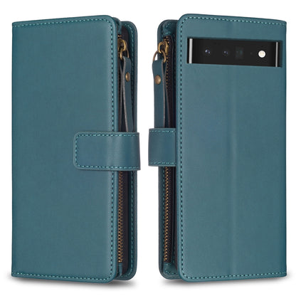 Google Pixel 7 Pro Leather Flip Wallet Phone Case with 9 Card Slots, Zipper Compartment, and Adjustable Stand