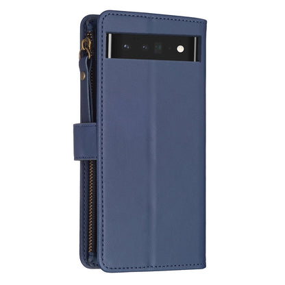 Google Pixel 7 Pro Leather Flip Wallet Phone Case with 9 Card Slots, Zipper Compartment, and Adjustable Stand