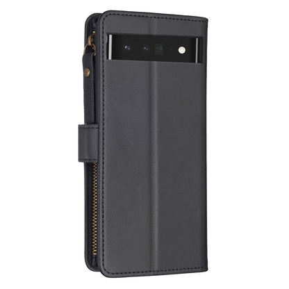 Google Pixel 7 Pro Leather Flip Wallet Phone Case with 9 Card Slots, Zipper Compartment, and Adjustable Stand