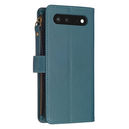 Google Pixel 7 Leather Flip Wallet Phone Case with 9 Card Slots, Zipper Compartment, and Adjustable Stand