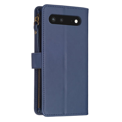 Google Pixel 7 Leather Flip Wallet Phone Case with 9 Card Slots, Zipper Compartment, and Adjustable Stand