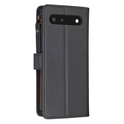 Google Pixel 7 Leather Flip Wallet Phone Case with 9 Card Slots, Zipper Compartment, and Adjustable Stand