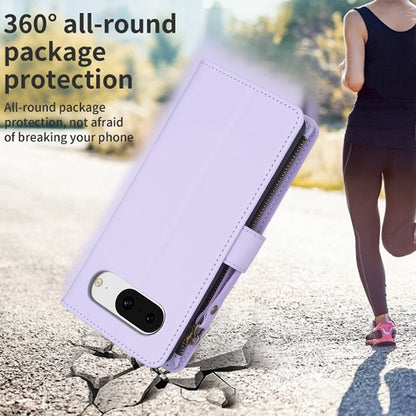 Google Pixel 8 Leather Flip Wallet Phone Case with 9 Card Slots, Zipper Compartment, and Adjustable Stand