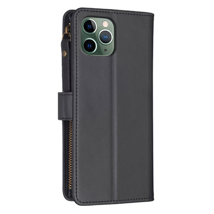 iPhone 11 Pro Max Leather Flip Wallet Phone Case with 9 Card Slots, Zipper Compartment, and Adjustable Stand