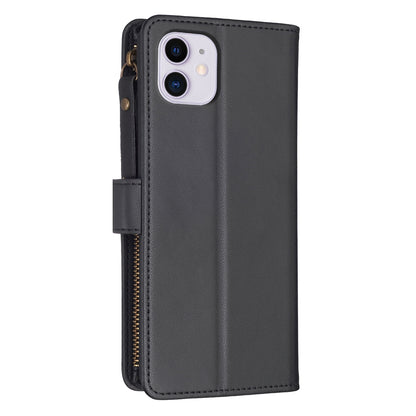 iPhone 11 Leather Flip Wallet Phone Case with 9 Card Slots, Zipper Compartment, and Adjustable Stand