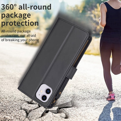 iPhone 11 Leather Flip Wallet Phone Case with 9 Card Slots, Zipper Compartment, and Adjustable Stand