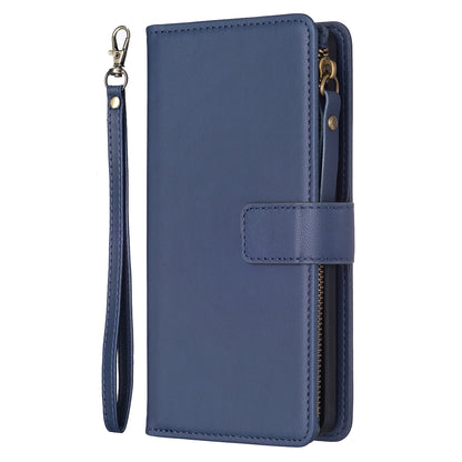 iPhone 13 Pro Leather Flip Wallet Phone Case with 9 Card Slots, Zipper Compartment, and Adjustable Stand