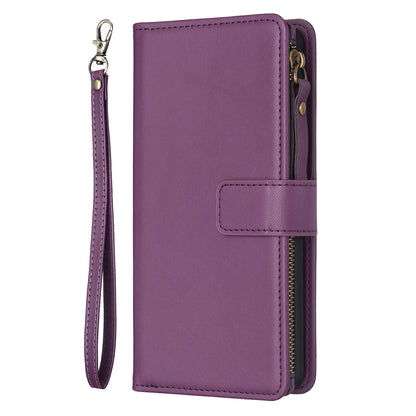 iPhone 13 Pro Leather Flip Wallet Phone Case with 9 Card Slots, Zipper Compartment, and Adjustable Stand