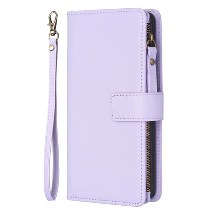 iPhone 13 Pro Leather Flip Wallet Phone Case with 9 Card Slots, Zipper Compartment, and Adjustable Stand