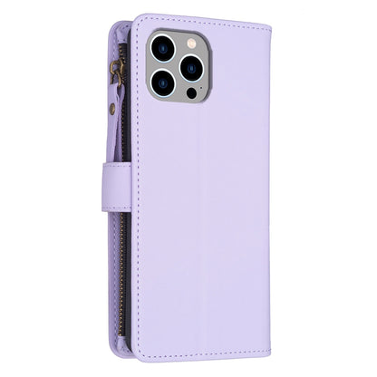 iPhone 13 Pro Leather Flip Wallet Phone Case with 9 Card Slots, Zipper Compartment, and Adjustable Stand