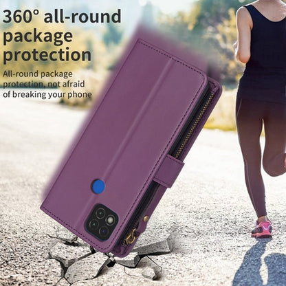 Xiaomi Redmi 9C Leather Flip Wallet Phone Case with 9 Card Slots, Zipper Compartment, and Adjustable Stand