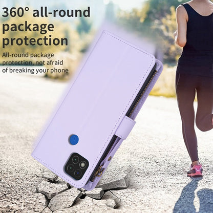 Xiaomi Redmi 9C Leather Flip Wallet Phone Case with 9 Card Slots, Zipper Compartment, and Adjustable Stand