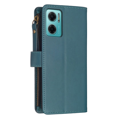 Xiaomi Redmi 10 5G Leather Flip Wallet Phone Case with 9 Card Slots, Zipper Compartment, and Adjustable Stand