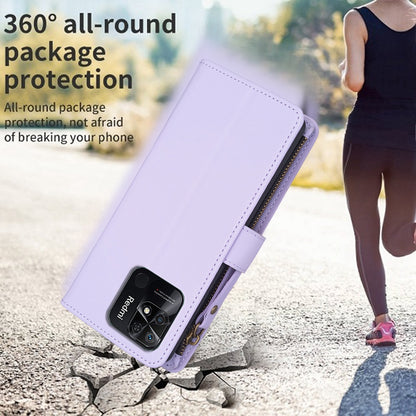 Xiaomi Redmi 10C Leather Flip Wallet Phone Case with 9 Card Slots, Zipper Compartment, and Adjustable Stand