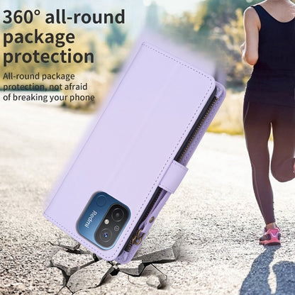 Xiaomi Redmi 12C Leather Flip Wallet Phone Case with 9 Card Slots, Zipper Compartment, and Adjustable Stand