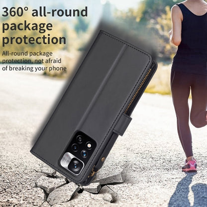 Xiaomi Redmi Note 11 Pro Leather Flip Wallet Phone Case with 9 Card Slots, Zipper Compartment, and Adjustable Stand
