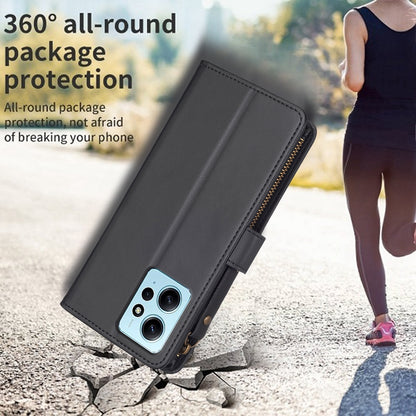 Xiaomi Redmi Note 12 4G Leather Flip Wallet Phone Case with 9 Card Slots, Zipper Compartment, and Adjustable Stand