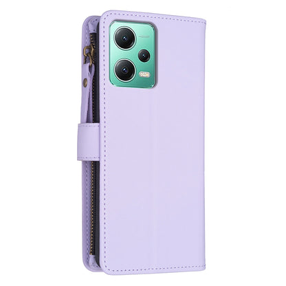 Xiaomi Redmi Note 12 5G Leather Flip Wallet Phone Case with 9 Card Slots, Zipper Compartment, and Adjustable Stand