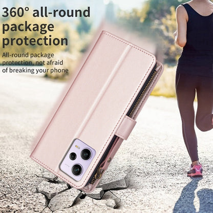 Xiaomi Redmi Note 12 Pro Leather Flip Wallet Phone Case with 9 Card Slots, Zipper Compartment, and Adjustable Stand