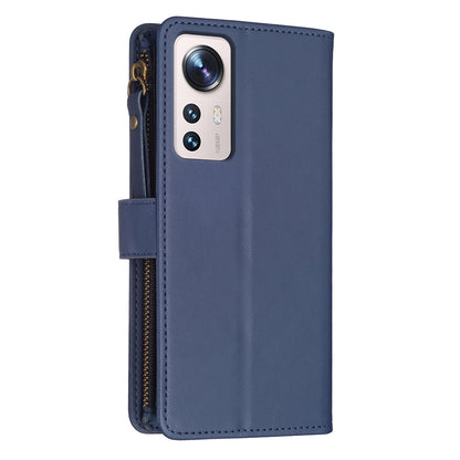 Xiaomi 12 Lite Leather Flip Wallet Phone Case with 9 Card Slots, Zipper Compartment, and Adjustable Stand