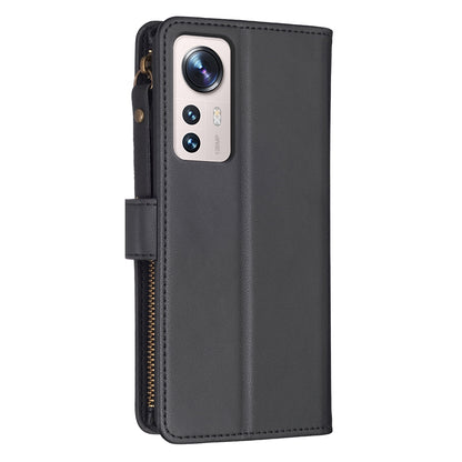 Xiaomi 12 Lite Leather Flip Wallet Phone Case with 9 Card Slots, Zipper Compartment, and Adjustable Stand