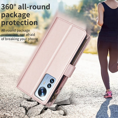 Xiaomi 12 Pro Leather Flip Wallet Phone Case with 9 Card Slots, Zipper Compartment, and Adjustable Stand