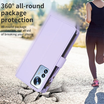 Xiaomi 12 Pro Leather Flip Wallet Phone Case with 9 Card Slots, Zipper Compartment, and Adjustable Stand