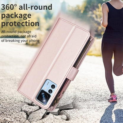 Xiaomi 12T Pro Leather Flip Wallet Phone Case with 9 Card Slots, Zipper Compartment, and Adjustable Stand