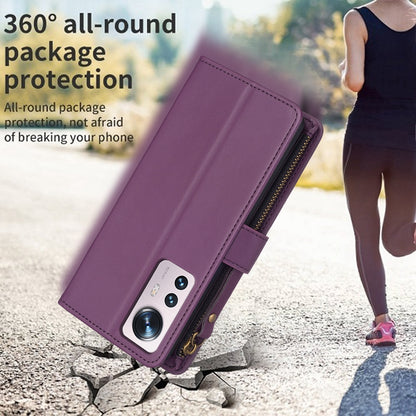 Xiaomi 12 Leather Flip Wallet Phone Case with 9 Card Slots, Zipper Compartment, and Adjustable Stand