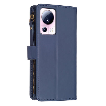 Xiaomi 13 Lite Leather Flip Wallet Phone Case with 9 Card Slots, Zipper Compartment, and Adjustable Stand