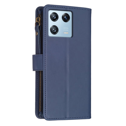 Xiaomi 13 Pro Leather Flip Wallet Phone Case with 9 Card Slots, Zipper Compartment, and Adjustable Stand