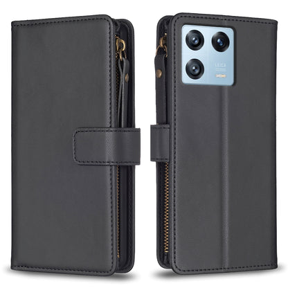Xiaomi 13 Pro Leather Flip Wallet Phone Case with 9 Card Slots, Zipper Compartment, and Adjustable Stand